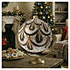 Palla Natale vetro color avorio decorato oro 200 mm s2