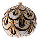 Cream glass ball with black and gold decoration 20 cm s1