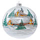 Weihnachtskugel aus Glas Grundton Grau bemalt Motiv schneebedeckte Almhütte 150 mm s1