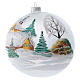 Weihnachtskugel aus Glas Grundton Grau bemalt Motiv schneebedeckte Almhütte 150 mm s2