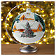 Boule sapin de Noël verre peint chalet enneigé 150 mm s2