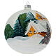 Palla Albero di Natale vetro dipinto chalet innevati 150 mm s4