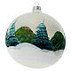 Blown glass christmas ball with snow scenery 15 cm s5