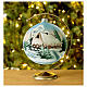 Boule sapin verre peint refuge de montagne enneigé 150 mm s2