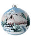 Blown glass christmas ball with snowed house and trees 15 cm s1
