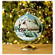 Blown glass christmas ball with snowed house and trees 15 cm s4