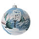 Blown glass christmas ball with snowed house and trees 15 cm s4