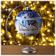 Weihnachtskugel aus Glas Grundton Blau Motiv nordische Winterlandschaft 150 mm s2