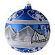 Weihnachtskugel aus Glas Grundton Blau Motiv nordische Winterlandschaft 150 mm s5