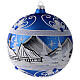 Boule Sapin de Noël verre bleu paysage arctique 150 mm s3