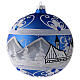 Boule Sapin de Noël verre bleu paysage arctique 150 mm s5