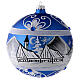 Palla Albero di Natale vetro blu paesaggio artico 150 mm s1