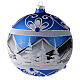 Blown glass christmas ball with winter scenery 15 cm s4