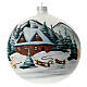Christmas ball in pearl-grey glass with Alpine landscape 150 mm s5