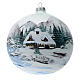 Christmas ball in pearl-grey glass with Alpine landscape 150 mm s1