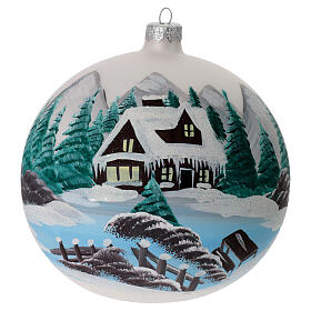 Blown glass christmas ball with mountains scenery 15 cm