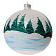 Blown glass christmas ball with mountains scenery 15 cm s5