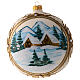 Weihnachtskugel aus Glas Grundton Cremeweiß Motiv schneebedeckte Winterlandschaft mit goldenem Rahmen 150 mm s6