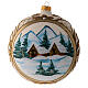 Christmas ball in glass with snowy landscape in golden frame 150 mm s1