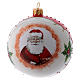 Christmas ball in white glass with Santa Claus and holly 100 mm s1