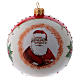 Christmas ball in white glass with Santa Claus and holly 100 mm s3