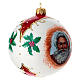 Bolita vidrio blanca Papá Noel y acebo 100 mm s4