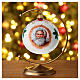 Boule verre blanc Père Noël et houx 100 mm s2