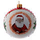 Blown glass ball with Santa Claus and leaves 10 cm s3