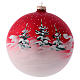 Weihnachtskugel aus Glas Grundton Rot Motiv weihnachtliche Landschaft 150 mm s3