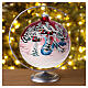 Christmas ball in red glass with Christmas setting 150 mm s2