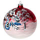 Christmas ball in red glass with Christmas setting 150 mm s3