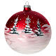 Bola para árvore Natal vidro vermelha paisagem natalino 150 mm s5