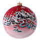 Red blown glass ball with winter scenery 15 cm s1