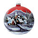Christmas ball in glass with snowy hamlet at sunset 150 mm s1