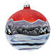 Boule verre Noël village enneigé au coucher de soleil 150 mm s4