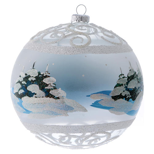 Weihnachtskugel aus transparentem Glas mit Schnee- und Eiseffekt-Verzierungen 150 mm 3