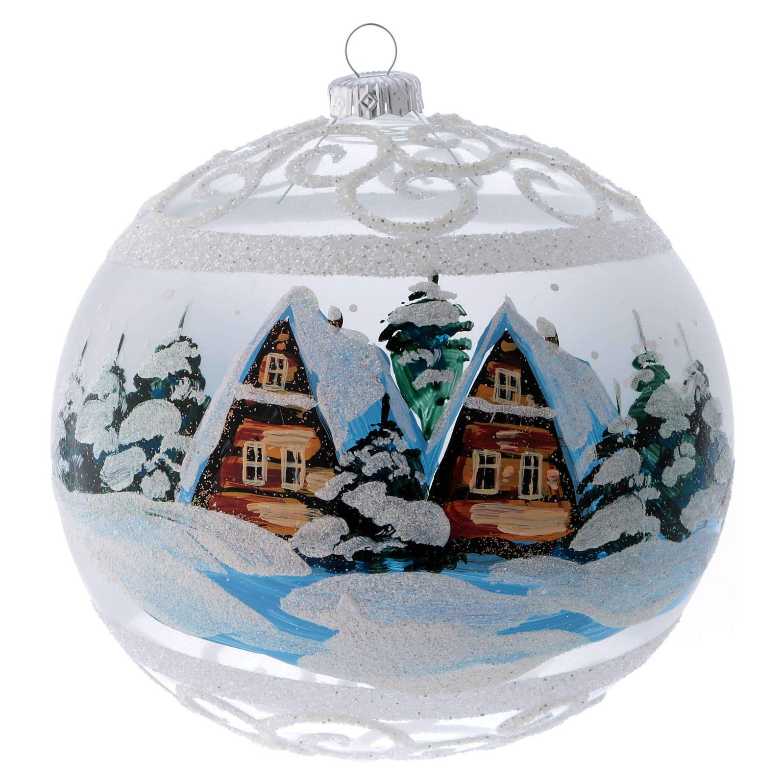 Boule Noël verre transparent effet neige et glace 150 mm | vente en