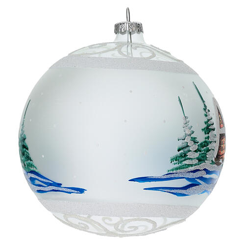 Boule Noël verre transparent effet neige et glace 150 mm 3
