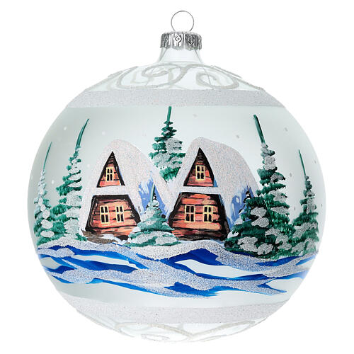 Bola Natal vidro opaco efeito neve e gelo 150 mm 1