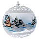 Transparent Christmas glass ball with snowy scenery 15 cm s2
