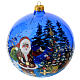 Christmas ball in blue transparent glass with Gifts by Santa Claus 150 mm s1