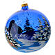 Christmas ball in blue transparent glass with Gifts by Santa Claus 150 mm s4