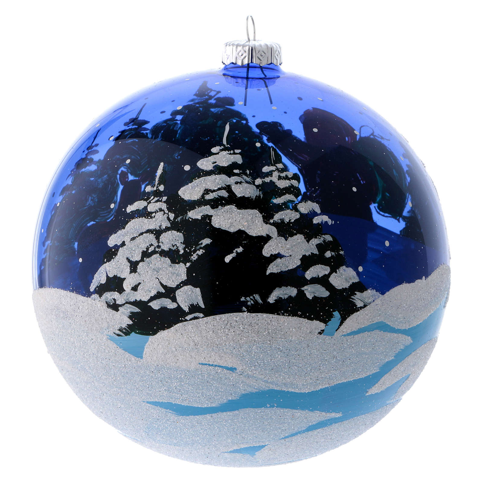 Babbo Natale Blu.Palla Albero Vetro Blu Trasparente Doni Di Babbo Natale 150 Mm Vendita Online Su Holyart