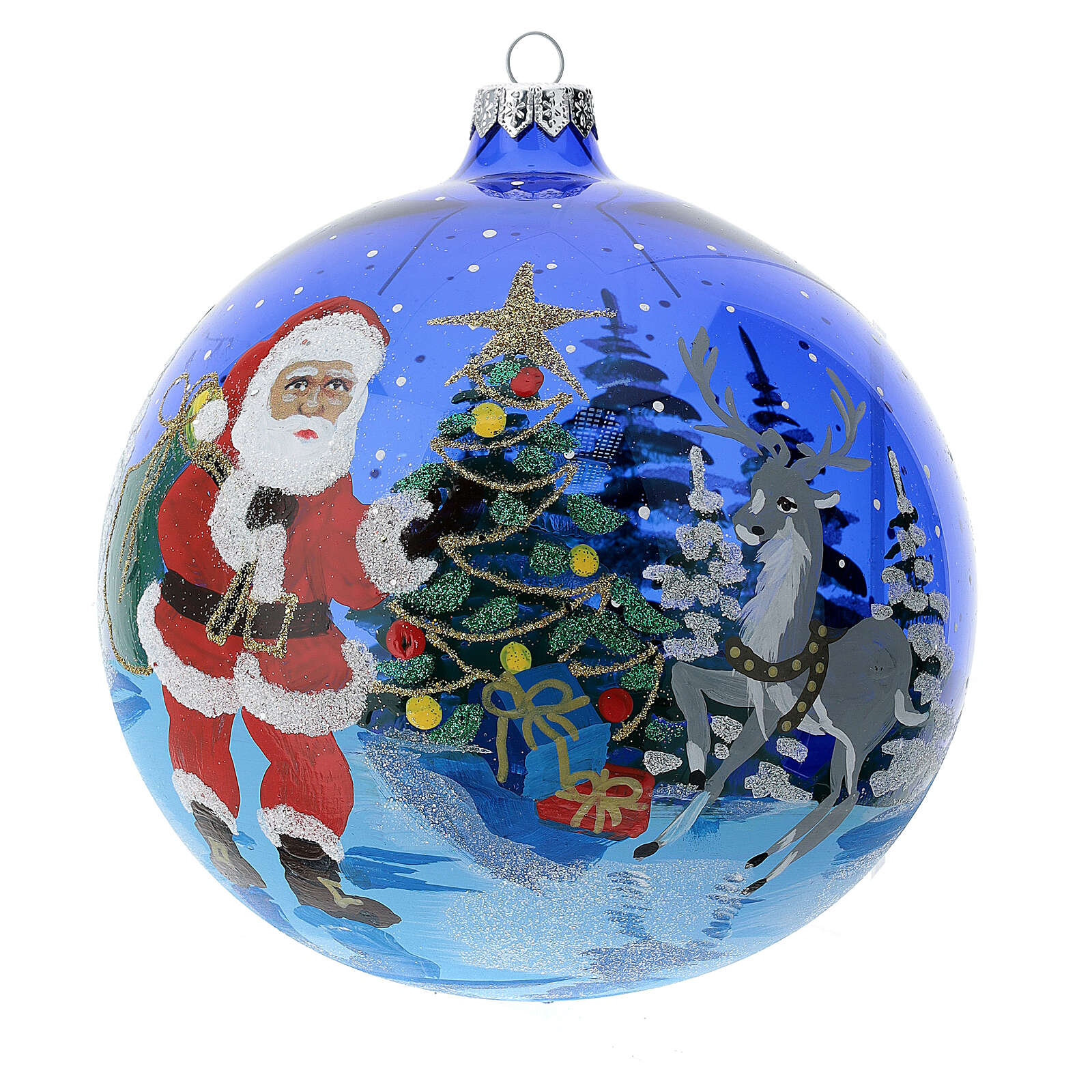 Addobbo Natalizio In Vetro 9cm - Palla Decorativa A Forma Di Auto Rossa Con Albero. Stile Tradizionale, Perfetto Per L'albero Di Natale.