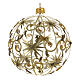 Bolita de Navidad vidrio transparente estrellitas doradas con purpurina 100 mm s3