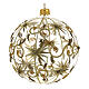 Transparent blown glass Christmas ball with gold decoration and glitter 10 cm s3