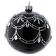 Christmas ball in black glass with silver frieze and diamond drops 100 mm s2