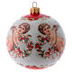 Christmas ball ornament in glass with Angels and flowers 100 mm s1