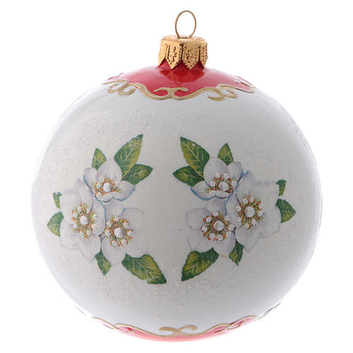 Bola Árvore de Natal vidro branco e vermelho decoração anjos com grinaldas 100 mm 3