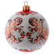 Bola Árvore de Natal vidro branco e vermelho decoração anjos com grinaldas 100 mm s1